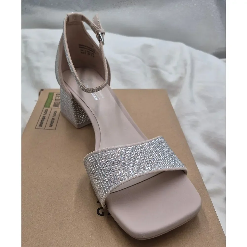 NEW Call It Spring Vickii block heel sandals rhinestone-covered finish SIZE 8.5